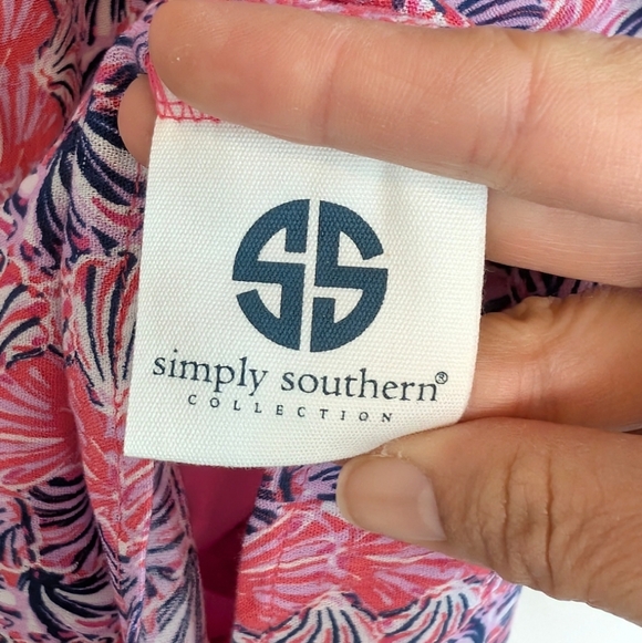 NWT Simply‎ Southern Pink Multicolor Shell Print Long Sleeve Dress Size L - Picture 4 of 7